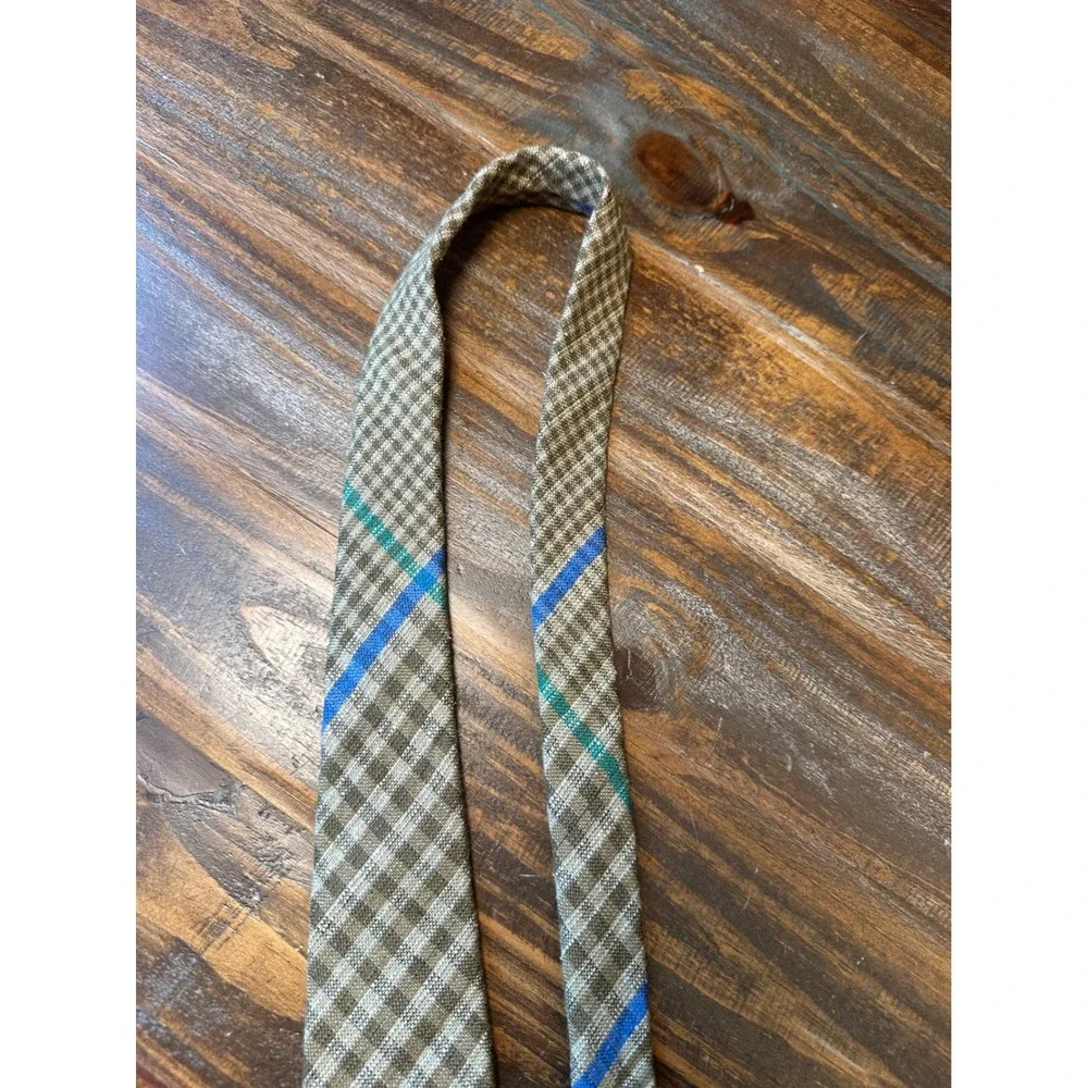 Polo Ralph Lauren Brown Plaid Linen Silk Striped Tie RN 41381 Mens Classic Width